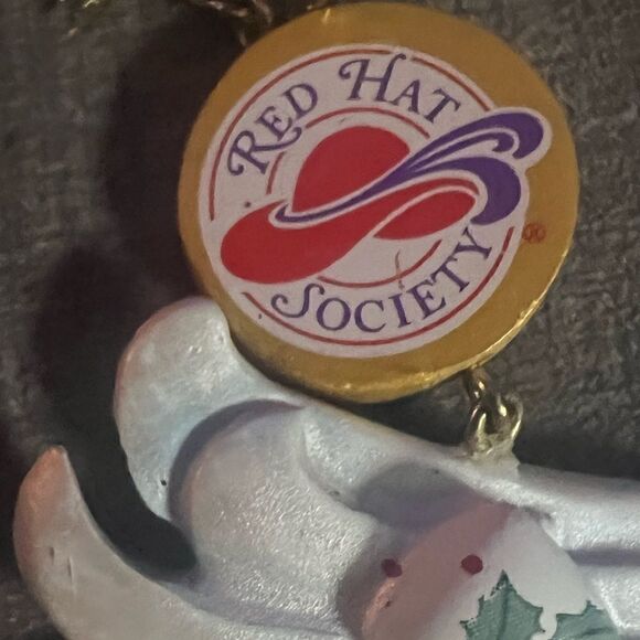 RED HAT LADY DANBURY MINT TEAPOT ORNAMENT 3.5”X4" - Picture 3 of 4